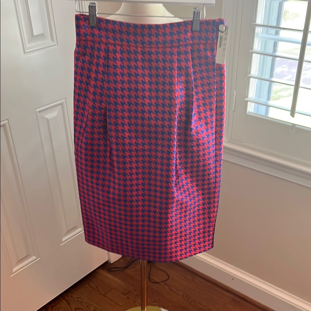 Red and Blue Houndstooth Skirt